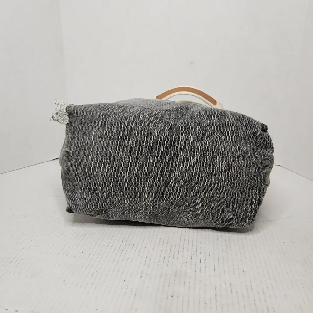 Victoria's Secret LOVE PINK Tote Bag Canvas/Gray Distressed Denim with Zipper